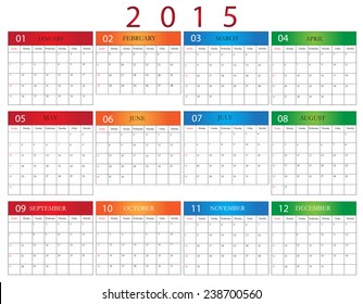 Simple calendar 2015..Stock vector.