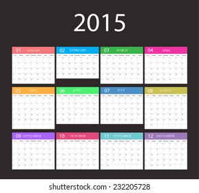 Simple calendar 2015.Vector template.