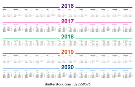 Simple Calendar For 2016 2017 2018 2019 2020