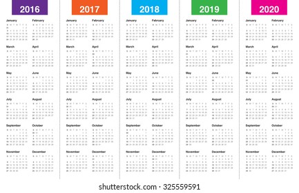 Simple Calendar For 2016 2017 2018 2019 2020