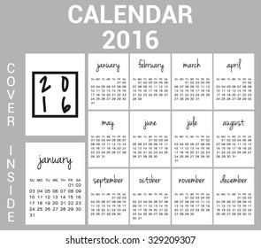 Simple calendar 2016 template