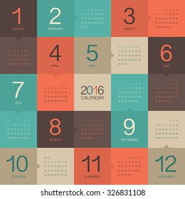 Simple calendar for 2016 year