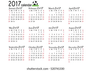 Simple calendar for 2017 and 2017