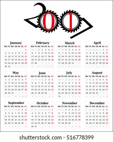 Simple Calendar 2017 on the white background