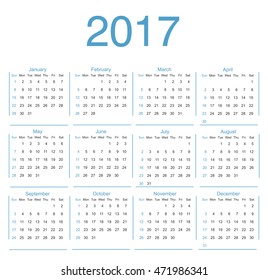 Simple calendar 2017.Abstract calendar for 2017.Vector illustration.