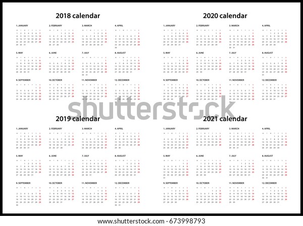 Simple Calendar 18 19 21 Stock Vector Royalty Free