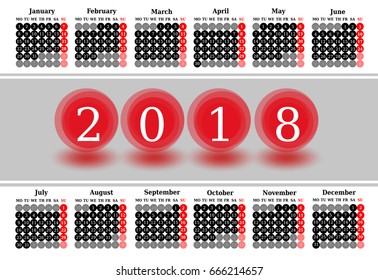 Simple Calendar of 2018 on a white background