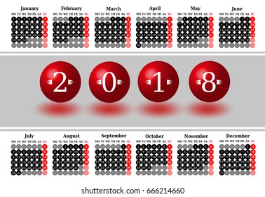 Simple Calendar of 2018 on a white background