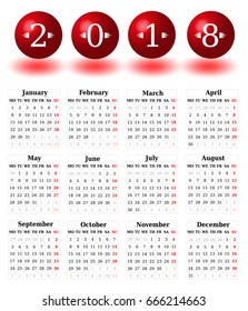 Simple Calendar of 2018 on a white background