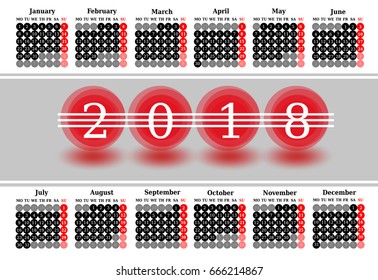 Simple Calendar of 2018 on a white background