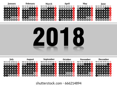 Simple Calendar of 2018 on a white background