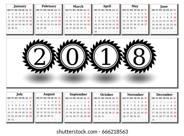 Simple Calendar of 2018 on a white background
