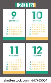 Simple calendar for 2018 years. Week starts from Sunday.