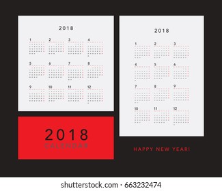 Simple calendar for 2018 years. Week starts from Monday.