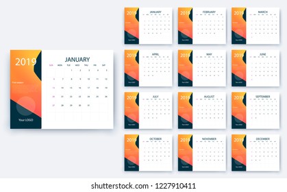 simple calendar 2019, Stock vector eps10. Color design