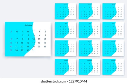simple calendar 2019, Stock vector eps10. Color design
