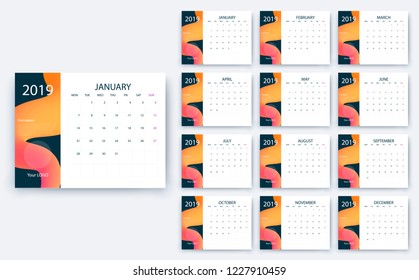 simple calendar 2019, Stock vector eps10. Color design