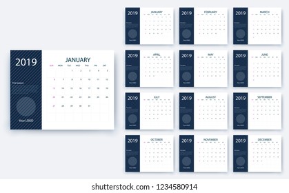 simple calendar 2019, Stock vector eps10. Color design