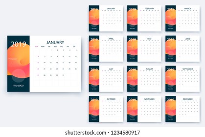 simple calendar 2019, Stock vector eps10. Color design