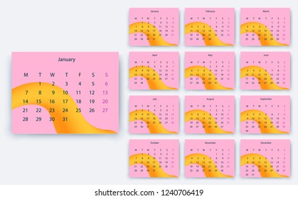 simple calendar 2019, Stock vector eps10. Color design