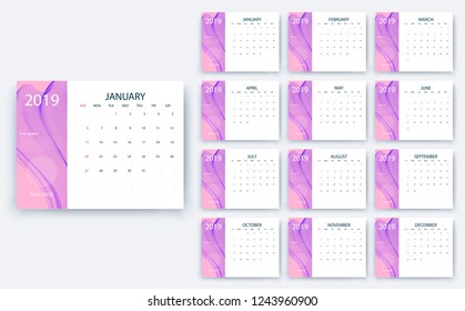 simple calendar 2019, Stock vector eps10. Color design