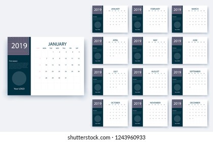 simple calendar 2019, Stock vector eps10. Color design