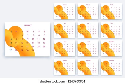 simple calendar 2019, Stock vector eps10. Color design