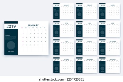 simple calendar 2019, Stock vector eps10. Color design