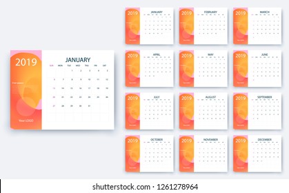 simple calendar 2019, Stock vector eps10. Color design