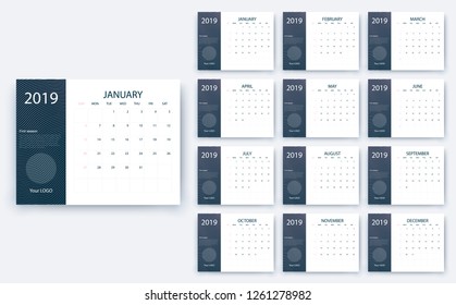 simple calendar 2019, Stock vector eps10. Color design