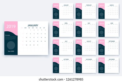 simple calendar 2019, Stock vector eps10. Color design