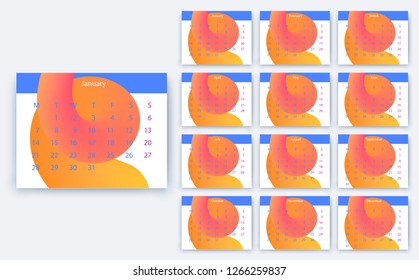 simple calendar 2019, Stock vector eps10. Color design