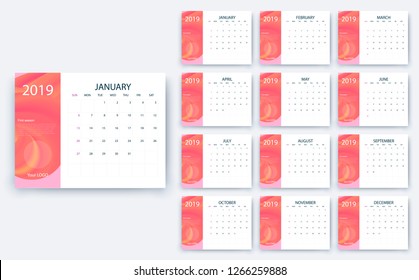 simple calendar 2019, Stock vector eps10. Color design