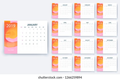 simple calendar 2019, Stock vector eps10. Color design