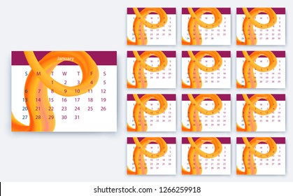 simple calendar 2019, Stock vector eps10. Color design