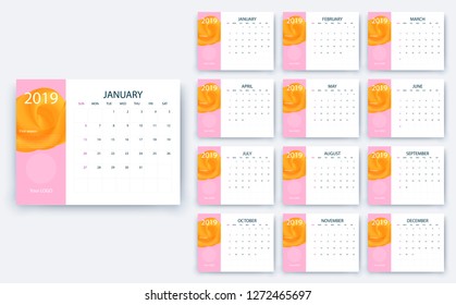 simple calendar 2019, Stock vector eps10. Color design