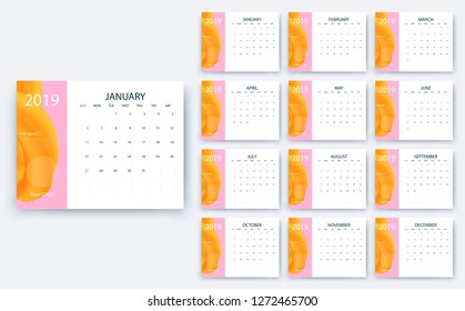 simple calendar 2019, Stock vector eps10. Color design