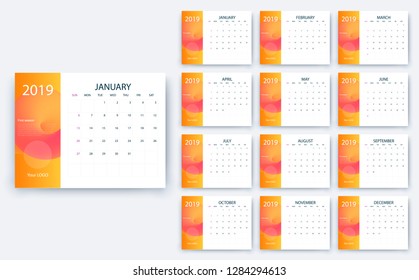 simple calendar 2019, Stock vector eps10. Color design