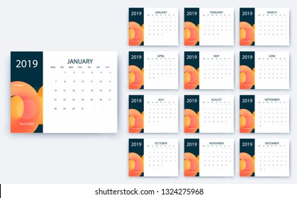 simple calendar 2019, Stock vector eps10. Color design