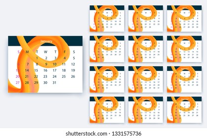 simple calendar 2019, Stock vector eps10. Color design
