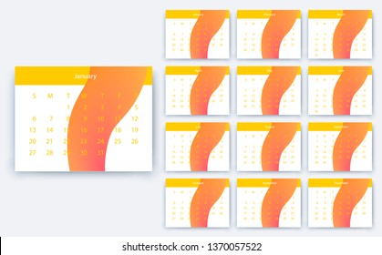 simple calendar 2019, Stock vector eps10. Color design