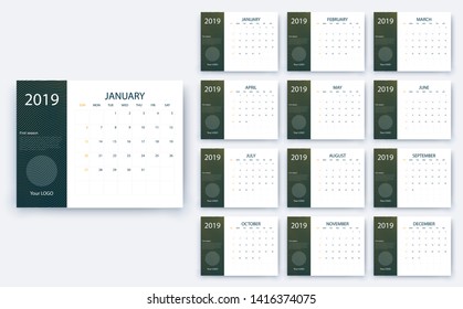 simple calendar 2019, Stock vector eps10. Color design