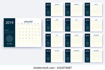 simple calendar 2019, Stock vector eps10. Color design