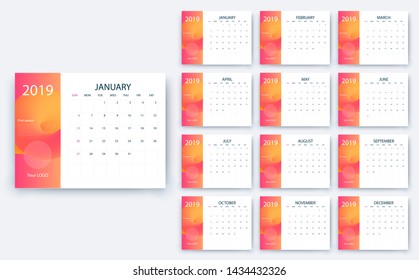simple calendar 2019, Stock vector eps10. Color design