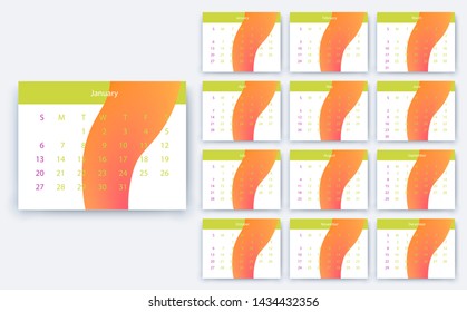 simple calendar 2019, Stock vector eps10. Color design