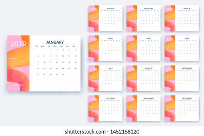 simple calendar 2019, Stock vector eps10. Color design