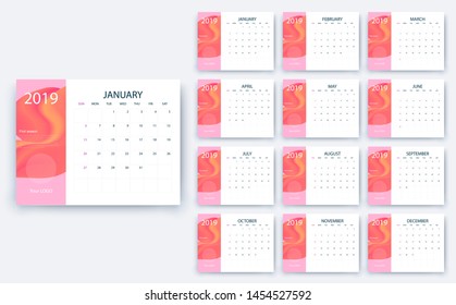 simple calendar 2019, Stock vector eps10. Color design