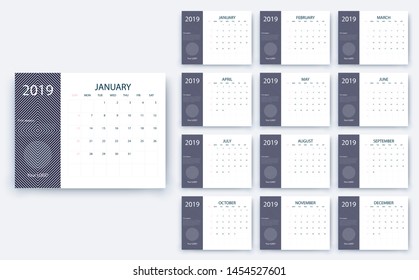 simple calendar 2019, Stock vector eps10. Color design