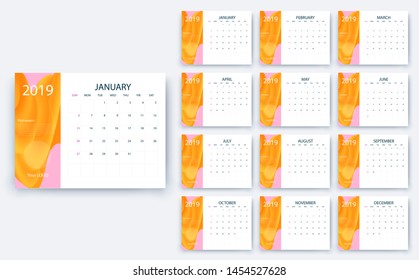 simple calendar 2019, Stock vector eps10. Color design