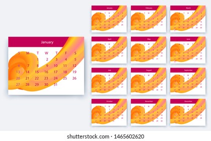 simple calendar 2019, Stock vector eps10. Color design